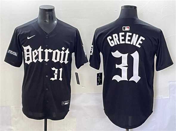 Men%27s Detroit Tigers #31 Riley Greene Black Motor Gothic Edition Vapor Premier Limited Stitched Jersey
